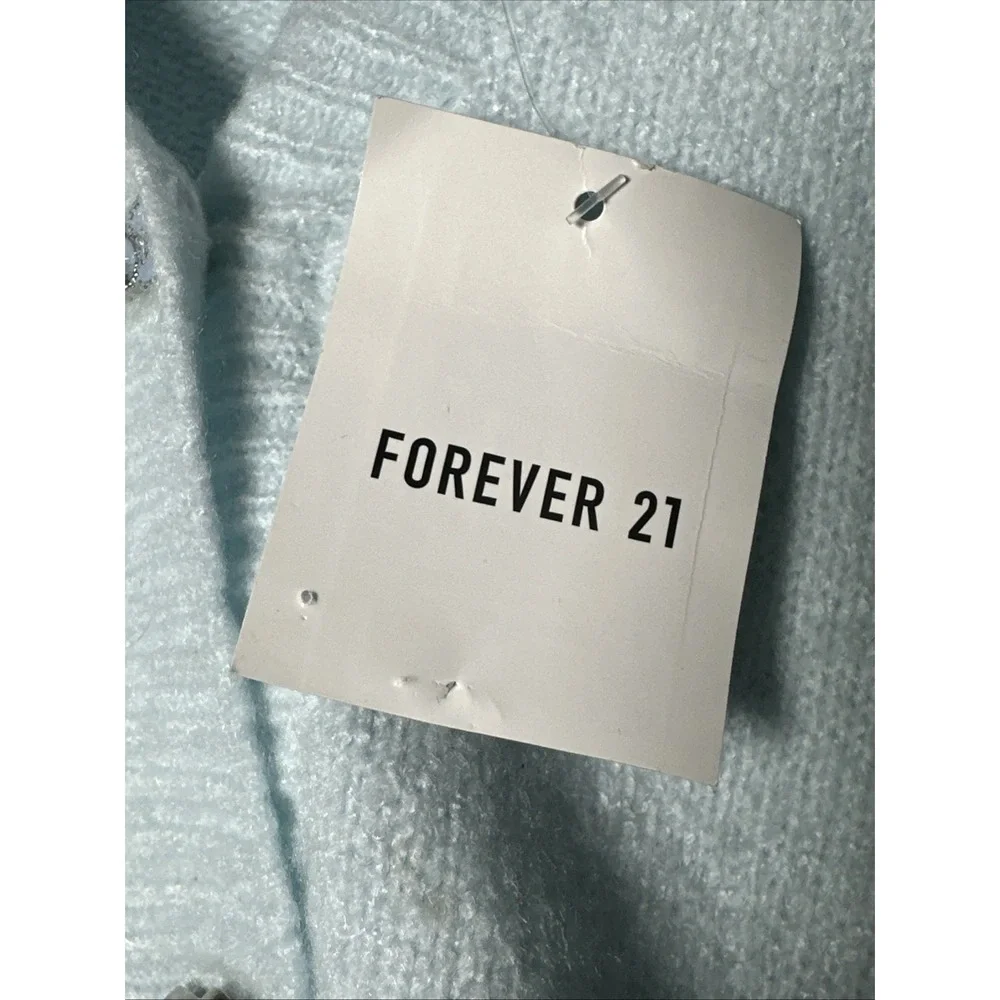 NWT Forever 21 Angel Hello Kitty Knit Blue Cropped Cardigan Sweater | Sz: S - Picture 11 of 12